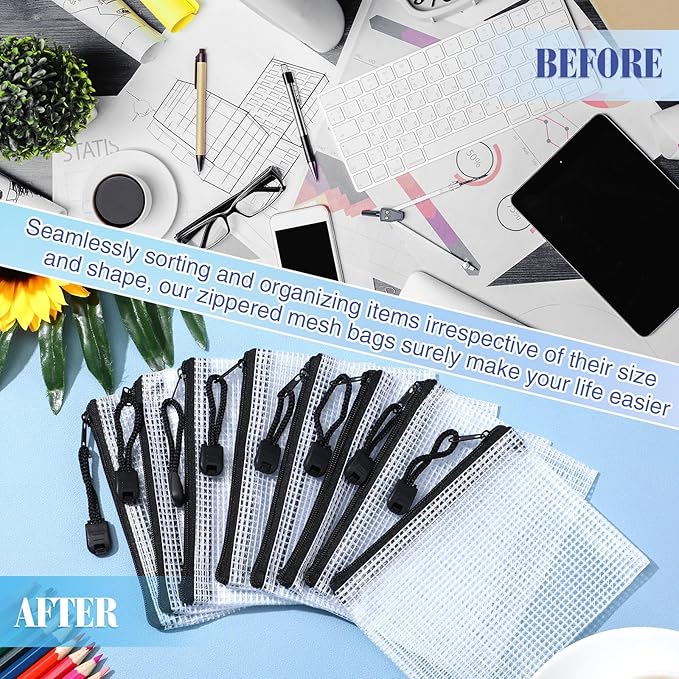 Jetec 32 Pcs Mesh Zipper Bags Toy Storage Bikini Organizer Bag Bolsas Para Guardar Trajes De Bano Waterproof Zipper Reusable Pouch Puzzle Multipurpose for Storage Office(Black,5.1 x 4.1 Inch)