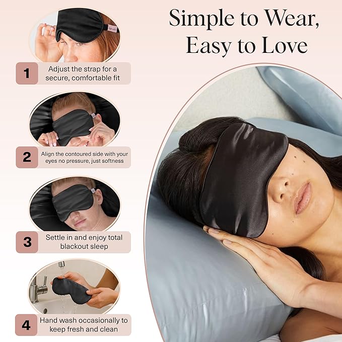 Kitsch Weighted Satin Sleep Mask - Weighted Eye Masks for Sleep and Travel - Lavender Ultra-Soft Sleeping Eye Mask for Women and Men - Light Blocking, Adjustable Strap, (4.1oz/116g)