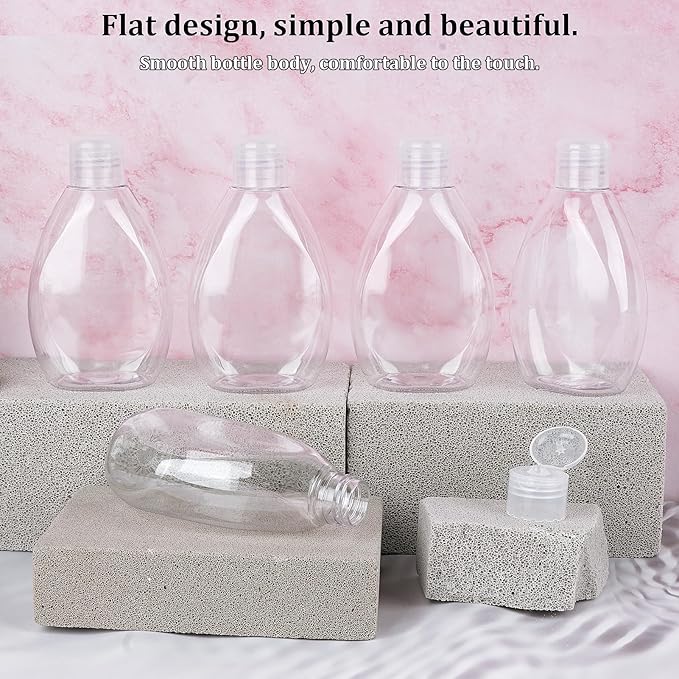 Travel Shampoo and Conditioner Bottles 6.9oz 5 Pack Leak Proof Plastic Squeeze Bottles with Flip Cap Refillable Toiletry Bottle Empty Containers for Shampoo Conditioner Body Wash(Clear)