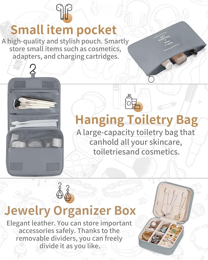 Packing Cubes 11 Set, Suitcase Organizers, Luggage Organizer Bags for Travel, Packing Cubes for Travel, with Toiletry Bag Essentials,Gray