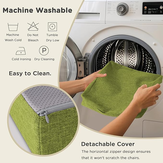 AddGrace Recliner Cushions for Elderly Thick Seat Cushion 20"x20"x4" Chair Pads with Non Slip Backing and Washable Cover for Couch Armchair Chairs Green