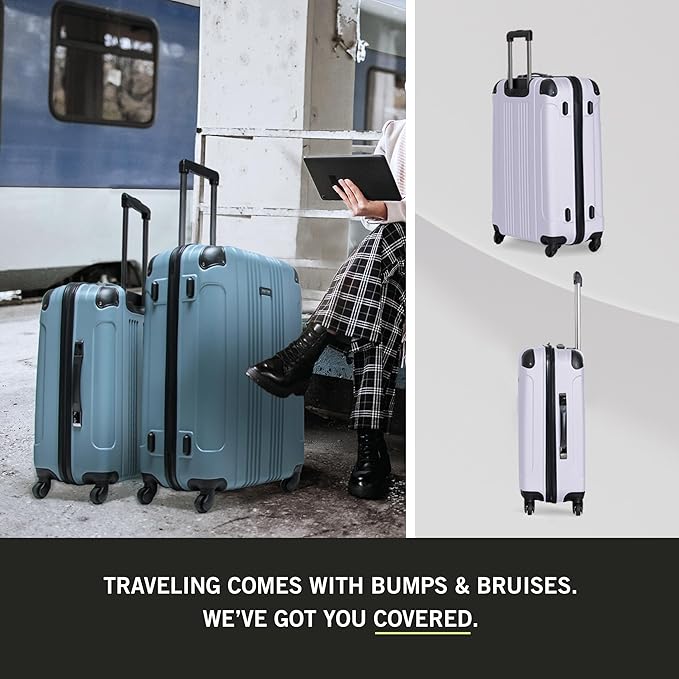 Kenneth Cole REACTION Out of Bounds Lightweight Hardshell 4-Wheel Spinner Luggage, Lavender, 2-Piece Set (20" & 28")