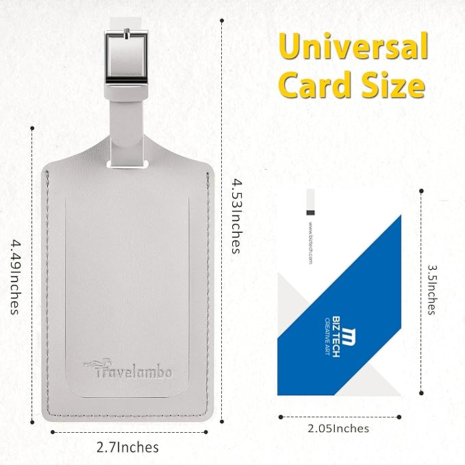 Travelambo Luggage Tags for Suitcases PU Leather Travel Tags Bag Tags Privacy Protection Travel Essentials