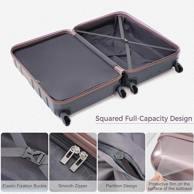 3 Pcs ABS Hardside Luggage Sets TSA Lock Spinner Wheel Suit Case