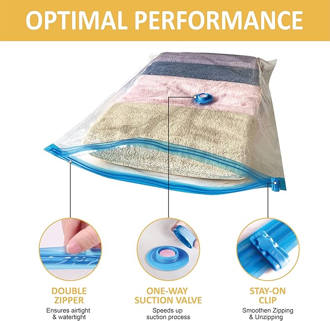 Vacuum Storage Bags, Vacuum Seal Space Saver Bags for Clothing, Travel Lugggage, Carry-on, Blankets, Comforters, Pillow, Bedding, 10 Medium