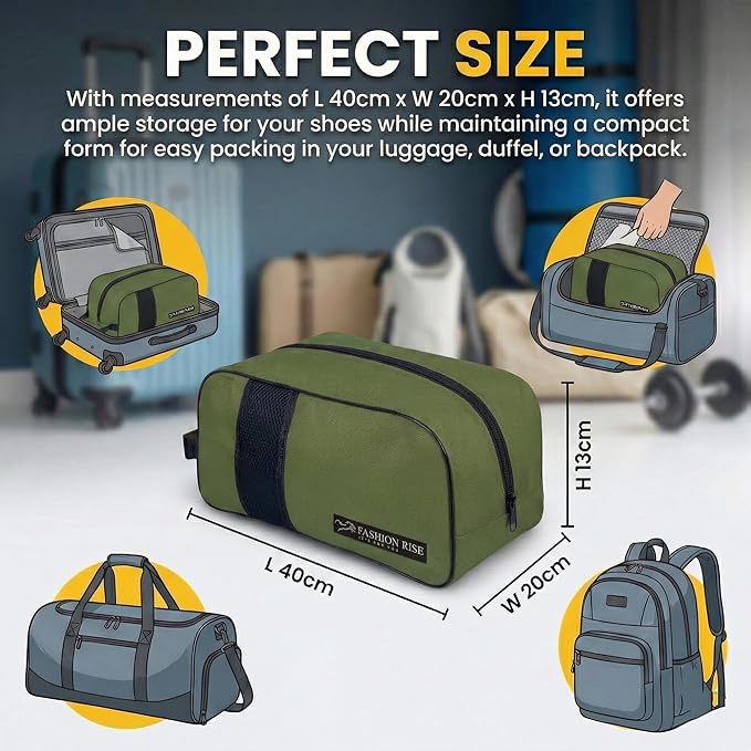Waterproof Sports Boot/Shoe/Travel Bag for Football Cricket Rugby Golf Toiletry Gym for Boy/Girl Men/Women (Olive Green)