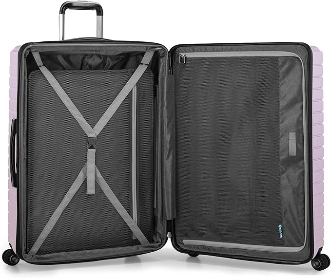 Traveler's Choice Archer Polycarbonate Hardside Spinner Luggage Set, Tie Down Straps, Light Purple, 2-Piece