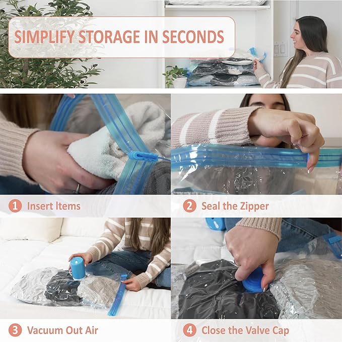 Cozy Essential Travel Vacuum Storage Bags with Rechargeable Cordless Electric Pump, Space Saver Bags for Luggage, Suitcase, Carry-On, for Clothes, Blankets, Comforters, Pillows, 16 Combo