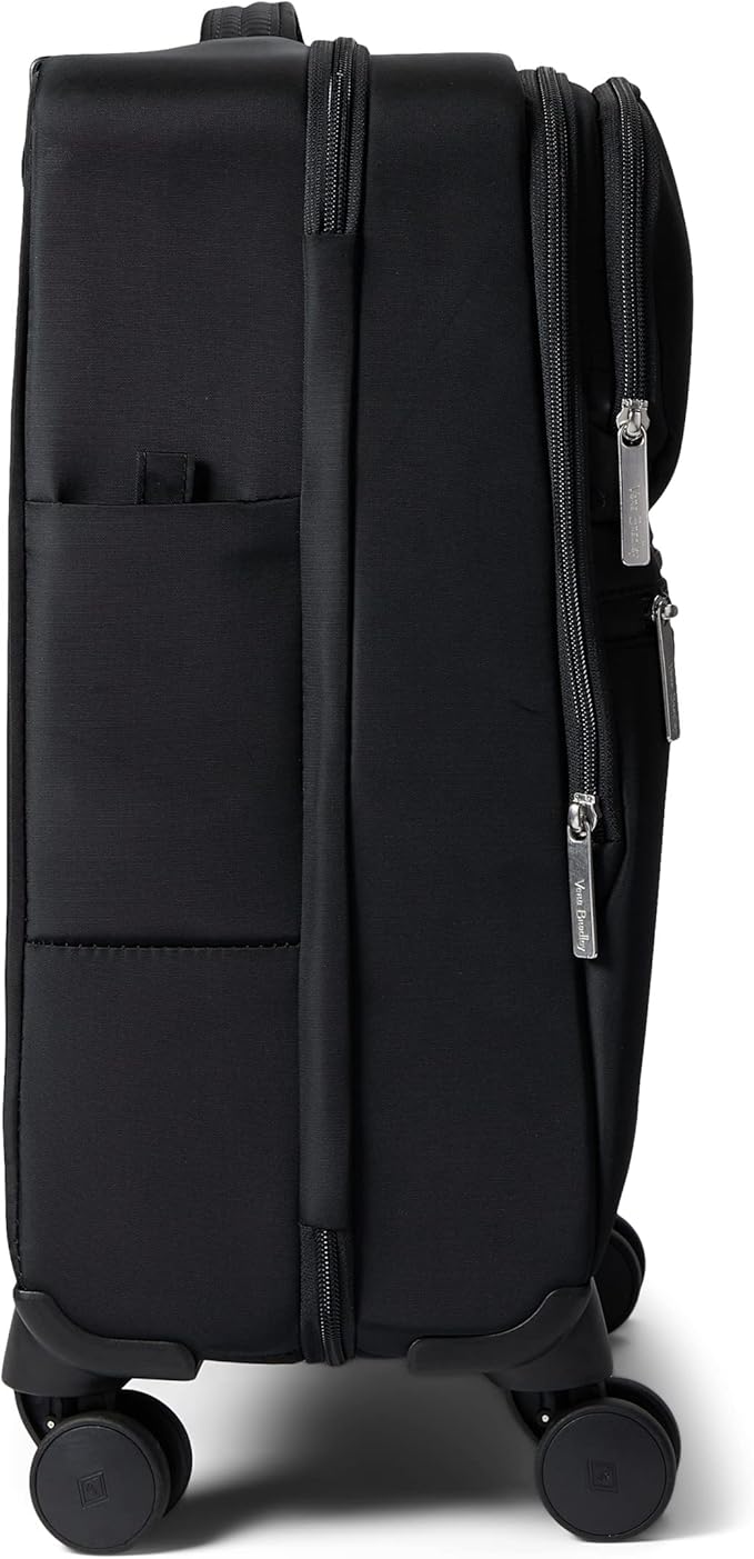 Vera Bradley Women's Softside Rolling Suitcase Luggage, Black, 22" Carry On