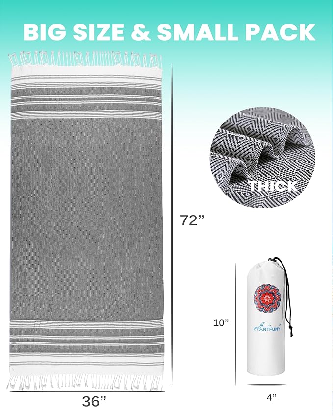 Turkish Beach Towel Quick Dry Sand Free Mens Birthday Gift Ideas for Dad Father Day Husband Brother Uncle Boyfriend in Law Male Boss Grandpa Him Retirement 60th 50th 40th 30th Wife Daughter Son