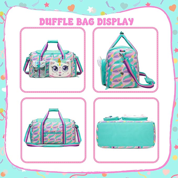 Kids Duffle Bag Girls Travel Bag for Kids Overnight Bag for Girls Dance Bag for Girls Weekender Bag Gym Bag with Shoe Compartment