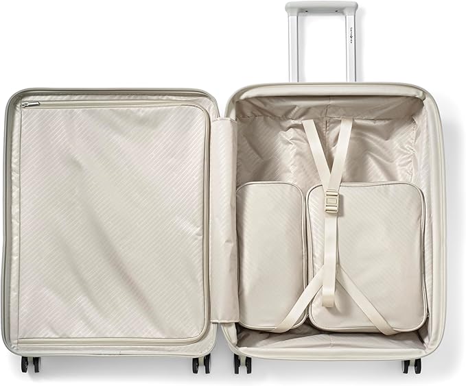 Samsonite Paralux Medium Checked Luggage - Innovative Design - Quick Access Front Pocket - Dual Suspension Wheel Technology - TSA Lock - Expandable - Includes Removable Packing Cubes - Stone Grey