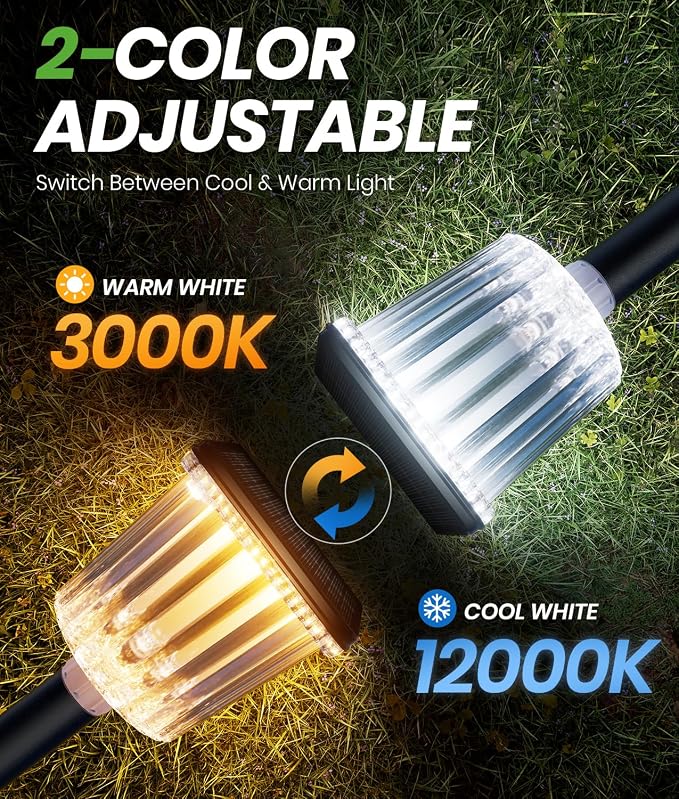 Super Bright Solar Outdoor Lights for Pathway Powered 2 Pack,Adjustable Warm&Cool White,Waterproof IP65 Solar Garden Decor Landscape Lighting Outside for Front Yard/Patio/Walkway/Driveway/Lawn Light