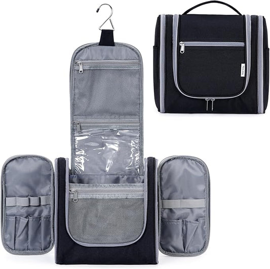 Narwey Hanging Toiletry Bag for Women Travel Makeup Bag Organizer Toiletries Bag for Cosmetics Essentials Accessories (Large, Black)