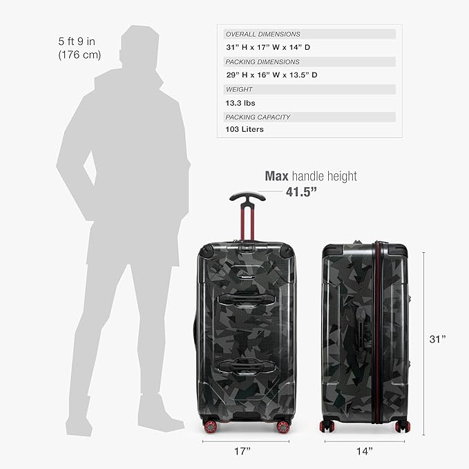 Traveler's Choice Maxporter II Polycarbonate Hardside Trunk with Spinner Wheels, Gray Camo, 31-Inch Large Trunk