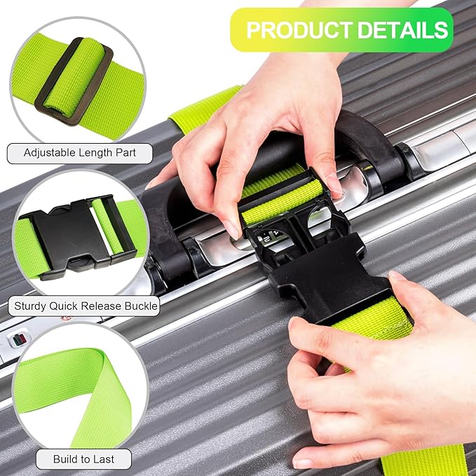 Luggage Straps for Suitcases TSA Approved, Travel Belt Suitcase Belt, Suitcase Straps TSA Approved, Luggage Belt Strap TSA Approved, Travel Straps for Luggage, Luggage Band Bag Straps 4 Pack