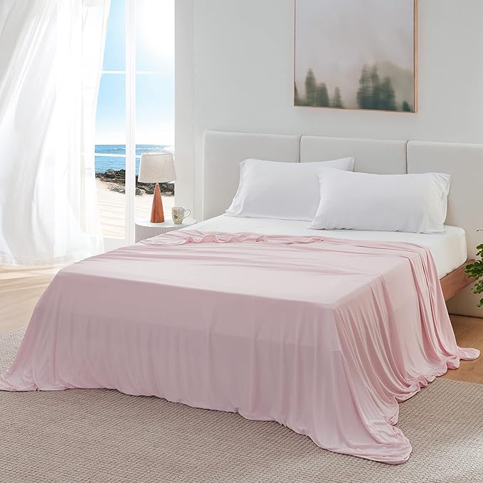 Bedsure Pink Cooling Blanket Full Size for Hot Sleepers - Summer Blanket Full Size Cold Bed Cool Arc-Chill Thin Ice Cooled Bedding with Rayon Derived from Bamboo Night Sweats Hot Flashes, 80x90