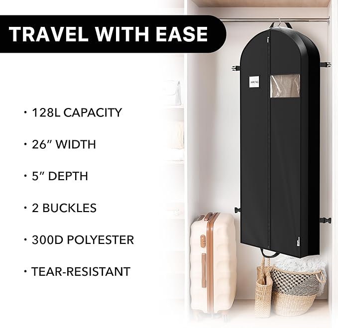 Simple Houseware 2 Pack 60'' Travel Garment Bag for Suits, Dresses, Coats, Tuxedos, Heavy Duty 300D Polyester