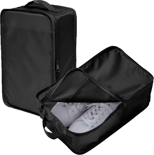 tianzong Travel Shoe Bag with Handle Holds 2 Pairs of Shoes, Shoe Packing Cubes for Travel (Black, 2 Pack)