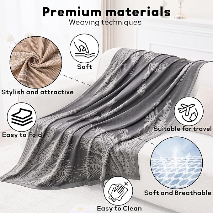 Travel Blanket Airplane - Ultra Soft & Lightweight Knit Design Compact Airplane Blanket,53x72 Inch,Stylish Travel Shawl Wraps for Flights,Office,Home Use,Travel Essentials & Gifts