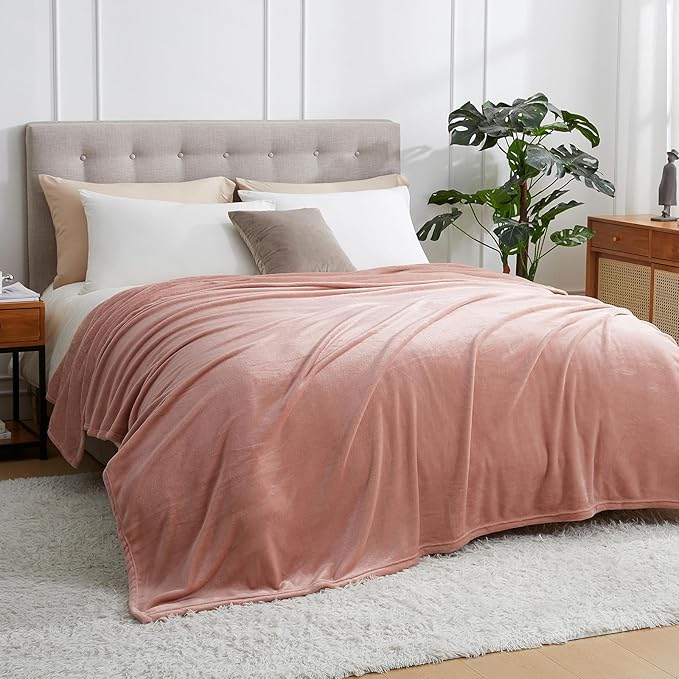Hansleep Fleece Blanket Twin Size Dusty Pink, Soft Cozy Twin Blanket, Fuzzy Flannel Blanket for Bed, Sofa, Couch, Travel, Camping, Dusty Pink, 60x80 Inches
