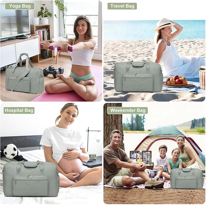 Large Weekender Travel Duffle Bag - With Shoe Compartment Weekender Bags for Womens Carry on Overnight Bag with Toiletry Bag Gym Duffel Bags with Wet Pocket Hospital Bags for Women Labor and Delivery