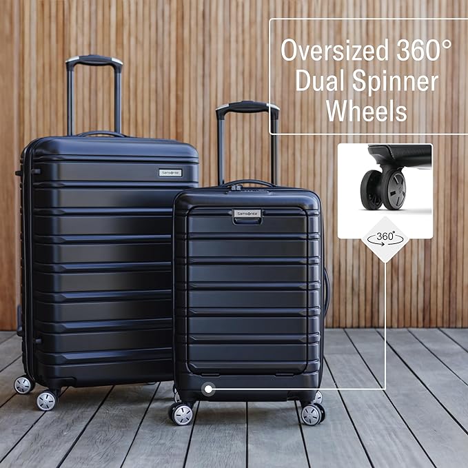 Samsonite Omni 2 Hardside 2 Piece Set - Includes Global Carry-On & Medium Checked Suitcases - 360° Dual Spinner Wheels - Integrated TSA Lock & Expansion - Amazon Exclusive - Midnight Black