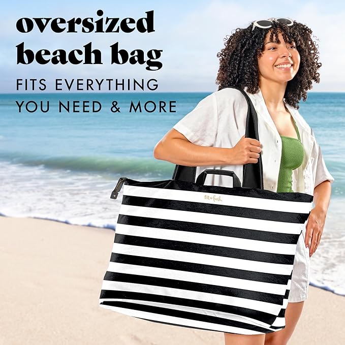 Fit & Fresh Large Beach Bag for Women - Extra Large Travel Tote With Pockets