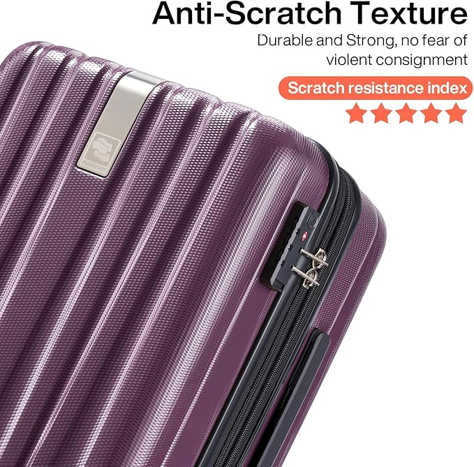 Hanke 29 Inch Luggage Suitcases With Spinner Wheels Lightweight PC hardside Rolling Suitcase With Travel Lock, Checked-Large 29-Inch Christmas Gifts for Birthday （Purple）