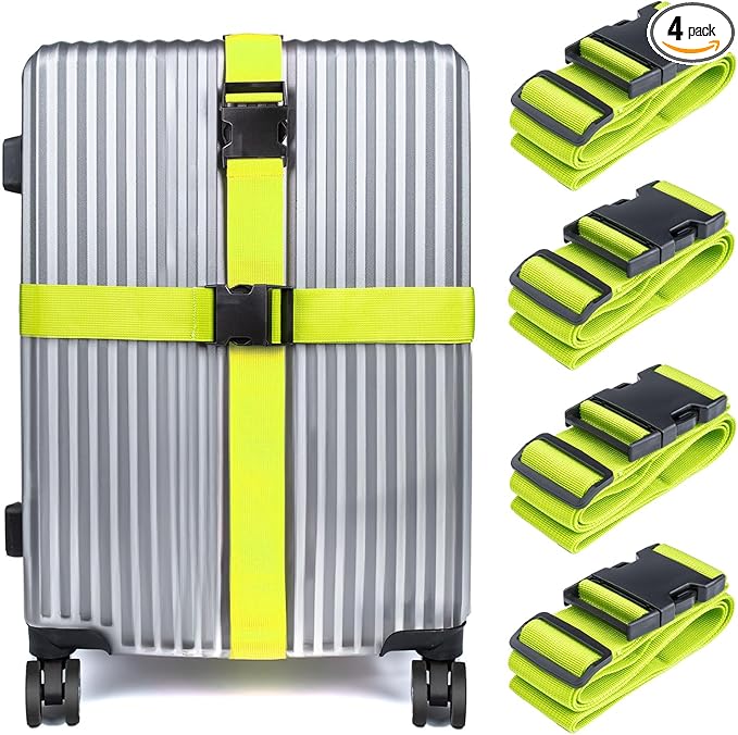 Luggage Straps for Suitcases TSA Approved, Travel Belt Suitcase Belt, Suitcase Straps TSA Approved, Luggage Belt Strap TSA Approved, Travel Straps for Luggage, Luggage Band Bag Straps, Green
