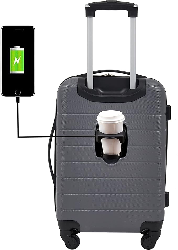 Wrangler Smart Spinner Hardside Luggage, 22-Inch Carry-On, Quiet Shade