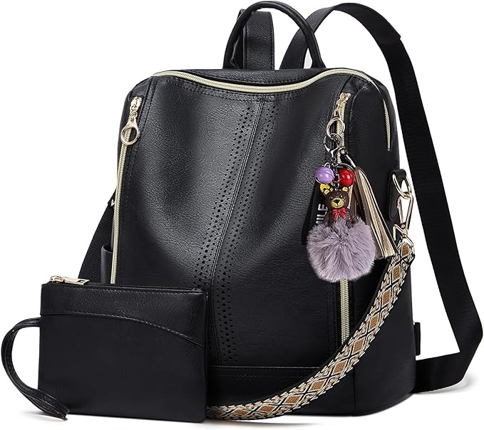 Makes Backpack Purse for Women PU Leather Travel Satchel Handbag Convertible Design Bag with Purse