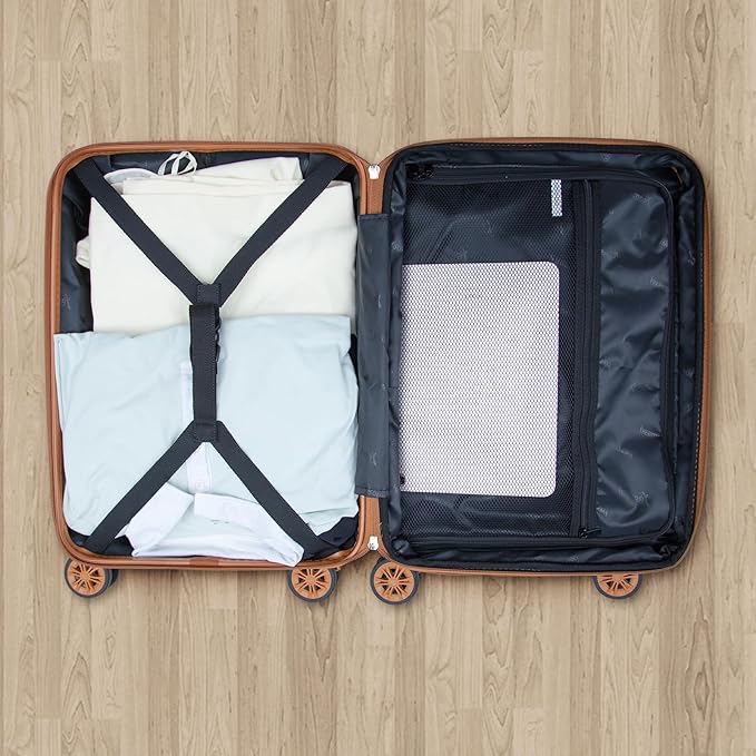 Romswi Expandable 22x14x9 Airline Approved 21" Carry On Luggage,Hardshell Suitcase with Double Spinner Wheels for 20% More Space, Lightweight Hardside Luggage, Scratch-Resistant & YKK Zipper, Green