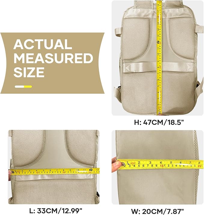 coowoz Large Travel Backpack For Women Men,Carry On Backpack Flight Approved,Hiking Backpack Waterproof Outdoor Rucksack Casual Daypack Fit 15.6 Inch Laptop Shoes Compartment (Khaki-L)