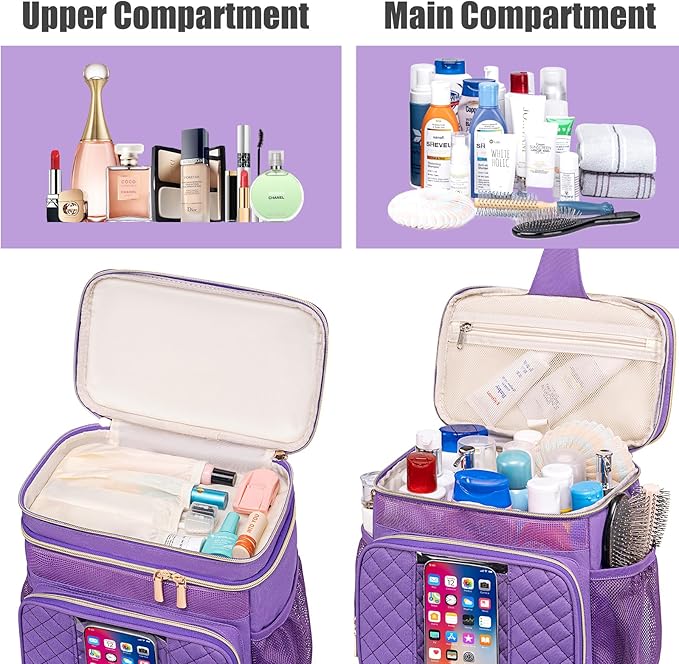Large Toiletry Bag for Women Men,Bathroom Bag,Water Resistant Shower Bag,Makeup Bag,Portable Shower Caddy for College Dorm,Hanging Travel Toiletry Bag with Transparent Waterproof Phone Pocket