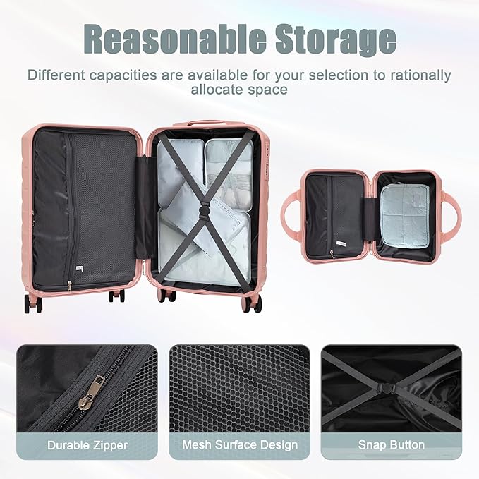 Hardshell Luggage, Lightweight Durable ABS Suitcase, 20/14 Inch Luggage