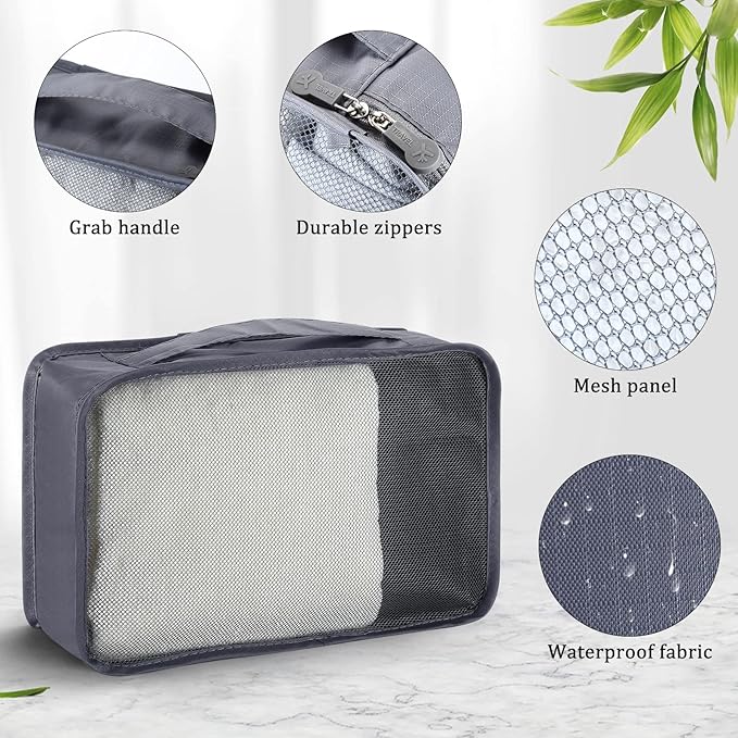 Woanger 12 Pcs Small Packing Cubes for Travel, Light Packing Cubes for Suitcases Mesh Luggage Organizer Bags Travel Accessories Essentials 12 x 8 x 5 Inch(Grey)