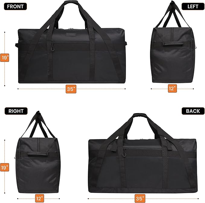 Fitdom 130L 35" Heavy Duty Extra Large Duffle with Upgrade Zipper, Durable & Water Resistant. Perfect as Camping Bag Travel Storage Tent Storage Sports Equipment Bag For Coaches & More