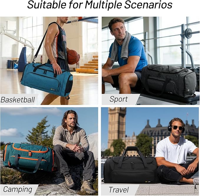 MIER Large Gym Bag for Men Sports Duffle Bag with Shoe Compartment 60L Lightweight Duffel Bags for Workout Fitness Travel