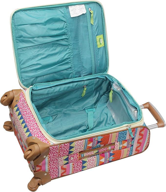 Lily Bloom Design Pattern 28" Luggage Softside Expandable With Double Spinner Wheels, Large Lightweight Suitcase Checked Bag For Women