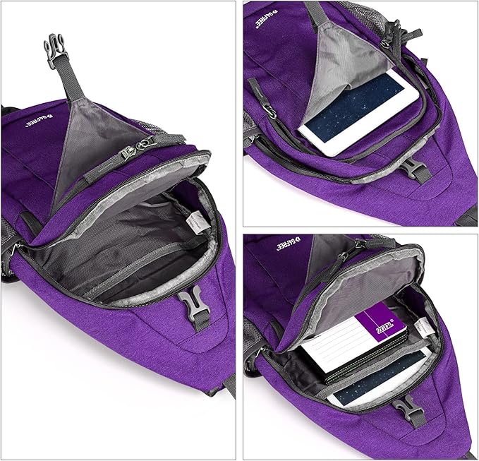 G4Free Sling Bag RFID Blocking Sling Backpack Crossbody Chest Bag Daypack for Hiking Travel(Purple)