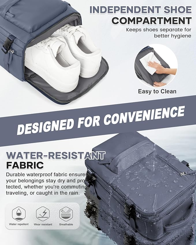 WONHOX Large Travel Backpack Carry on Flight Approved Laptop Work Business Backpack for Women Men Mochila de Viaje