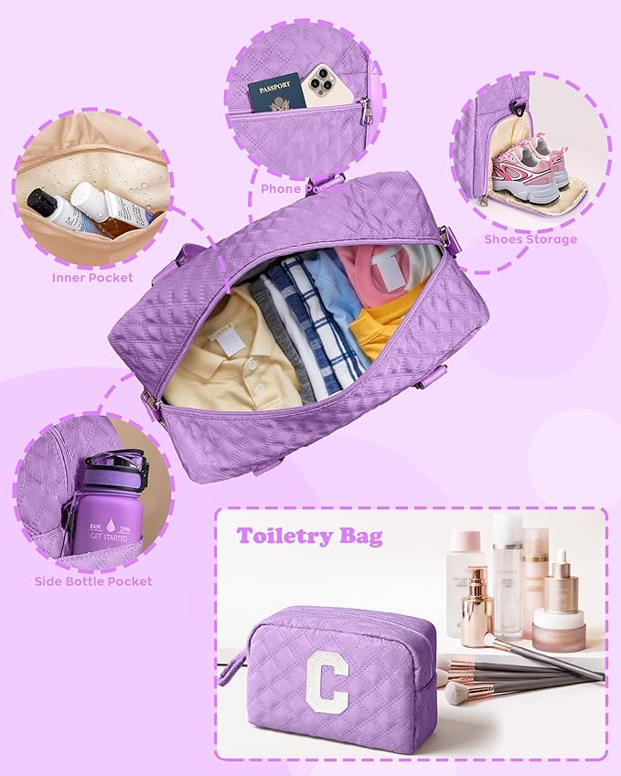 Gifts for Girls Age 10 11 12 13 14 15 16 17 18, Initial Travel Duffel Bag, Graduation Gifts for Her, Monogram Overnight Bag, Gift for Friend Sister Women gifts