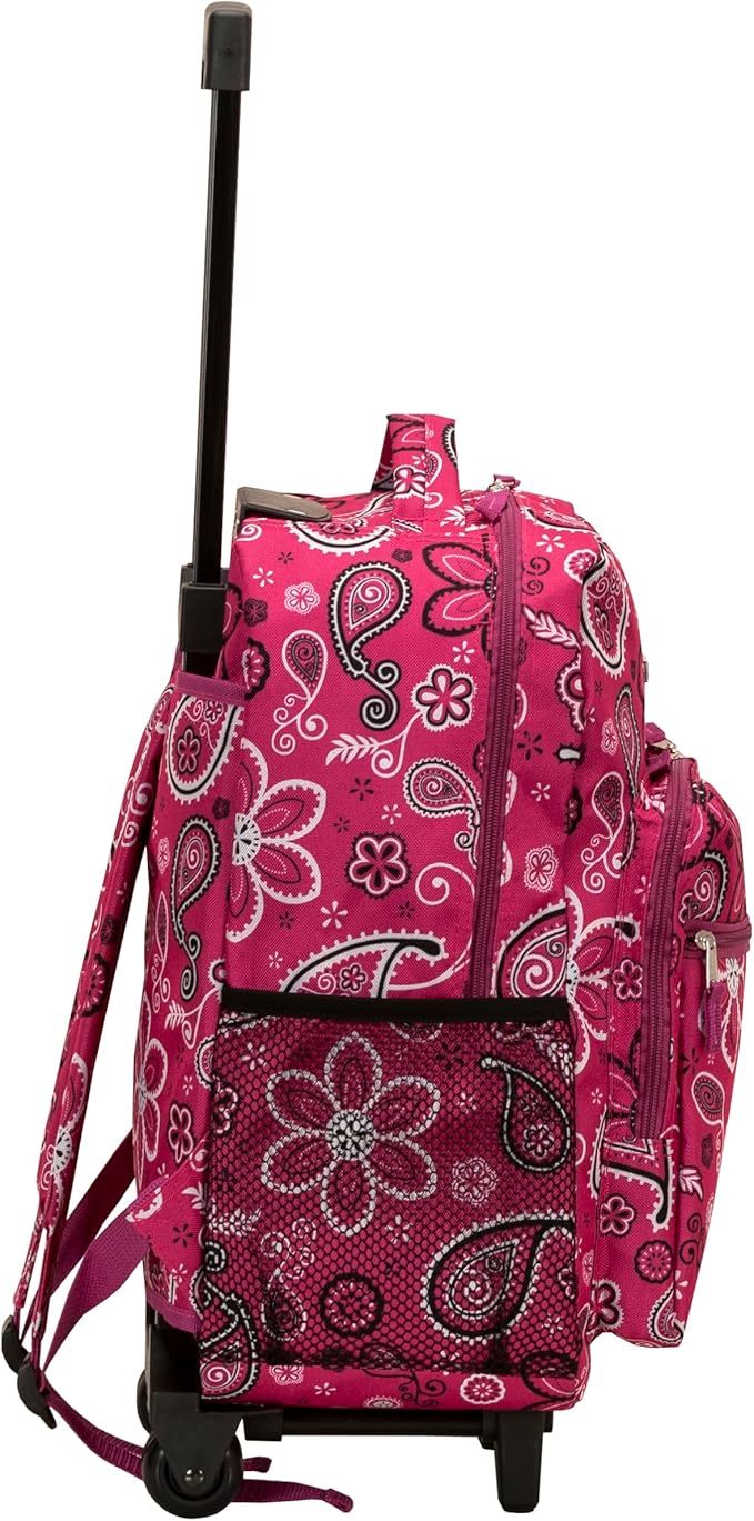Rockland Double Handle Rolling Backpack, Bandana, 17"