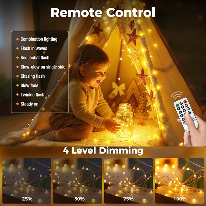 btfarm Fairy Lights Plug in with Remote, 330FT 1000 LED Twinkle Lights | Dimmable & Timer, 8 Modes String Lights, IP65 Waterproof for Bedroom Garden Christmas Decorations Indoor Outdoor, Warm White