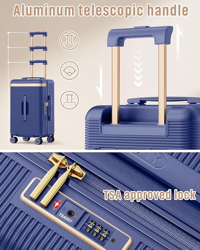 Joyway Luggage Sets 2 Piece, 22 Inch Carry On Luggage and 26 Inch Trunk Checked Luggage with Cup Holder, Lightweight Hardside Suitcase with Pressure-resistant Frame, Shock Absorbing Wheel and TSA Lock