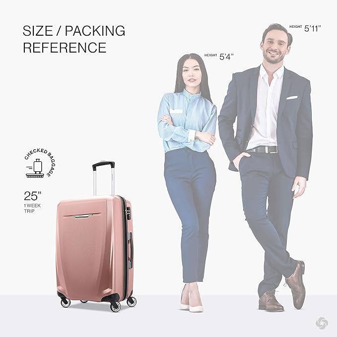 Samsonite Winfield 3 DLX Hardside Expandable Luggage with Spinners, Checked-Medium 25-Inch, Rose