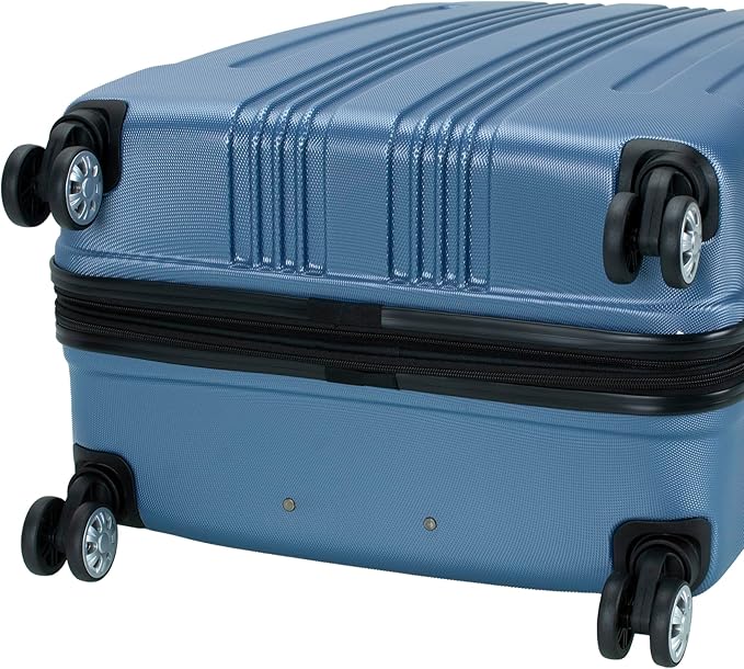 Rockland London Hardside Expandable Spinner Wheel Luggage, Blue, Checked-Large 28-Inch