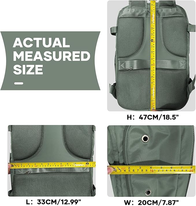 coowoz Large Travel Backpack For Women Men,Carry On Backpack Flight Approved,Hiking Backpack Waterproof Outdoor Rucksack Casual Daypack Fit 15.6 Inch Laptop Shoes Compartment,30L(Olive Green)