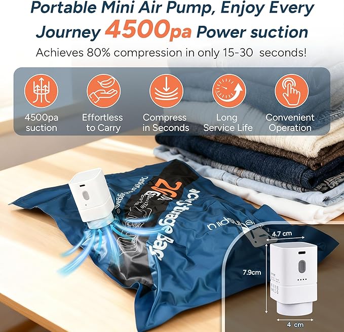 2026 Upgraded Vacuum Travel Bags Oxford Cloth Compression Packing Bags with Privacy Protection Space Saver for Luggage Suitcase Reusable Travel Essentials for Clothes Pillows (S/M/L)